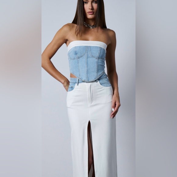 New AKIRA two piece denim and white skirt set size S - Picture 3 of 6